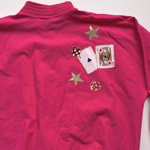VINTAGE COTTON LAS VEGAS BOMBER JACKET WITH PLAYING CARDS FABULOUS APPLIQUÉS - Picture 10 of 10